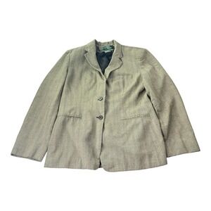 Lauren Ralph Lauren Petite Herringbone Blazer Jacket Women's Olive Linen 10P